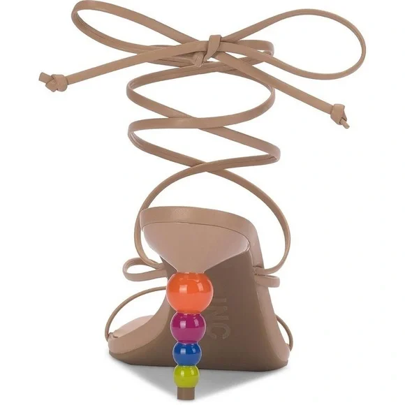 INC Lellina Lace-Up Ankle-Tie Dress Sandals Exclusive x Macy's. Beige. 7.5 & 9.5 - Picture 3 of 3